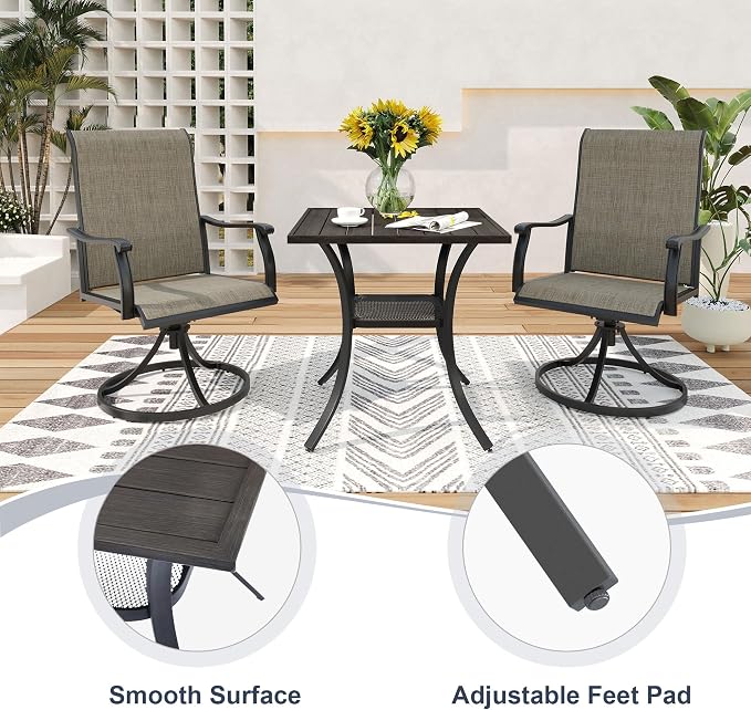 VICLLAX Patio Dining Table, Square Table Metal Outdoor Bistro Table - Image 4