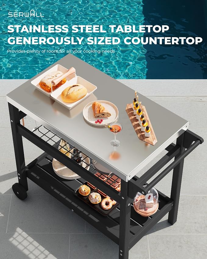 SERWALL Outdoor Grill Cart Table - Image 2