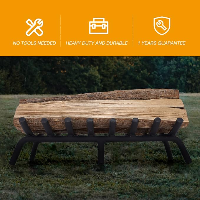 Fire Pit Grate - Fireplace Grate 20 Inch Heavy Duty Firewood Stove Log Holder - Image 6