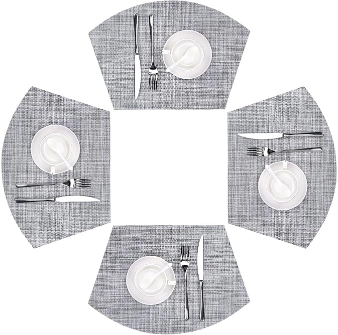 SHACOS Wedge Placemats Set of 4 Small Round Table Placemats Woven Vinyl Place by SHACOS