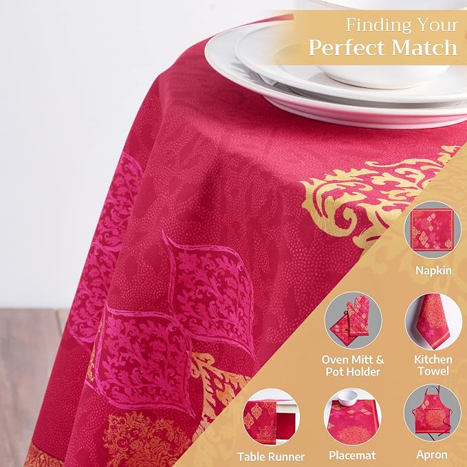 Maison d' Hermine Table Cloth Round Table 100% Cotton 63 Inches Fall Tablecloth - Image 5