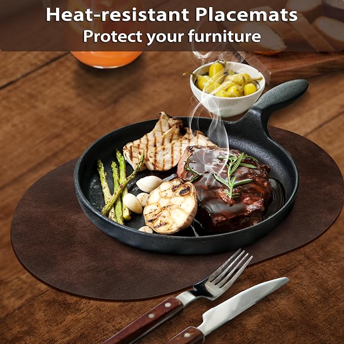 ADRIMER Placemats, Heat Resistant Oval Placemats Set of 6 Washable 12 x 17 Inch - Image 3