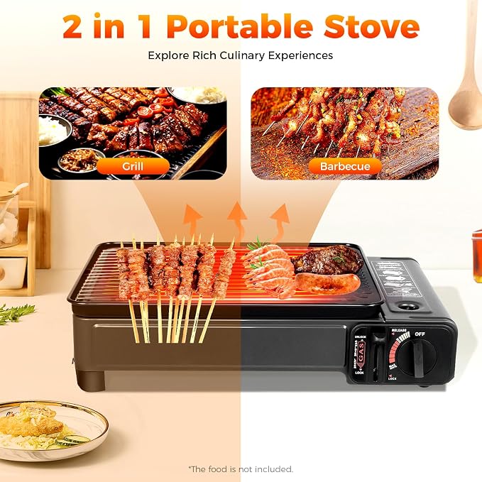 Portable Gas Grill Butane Stove, Portable Camping Grill Gas Stove Free Standing - Image 2