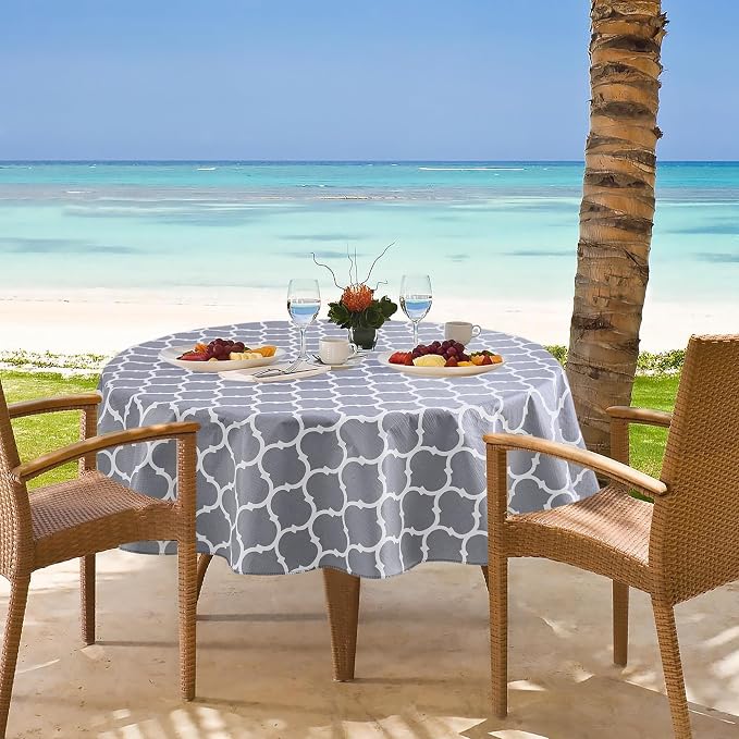 Nasitos 2 Pack 60 Inch Round Plastic Vinyl Tablecloth - Image 3