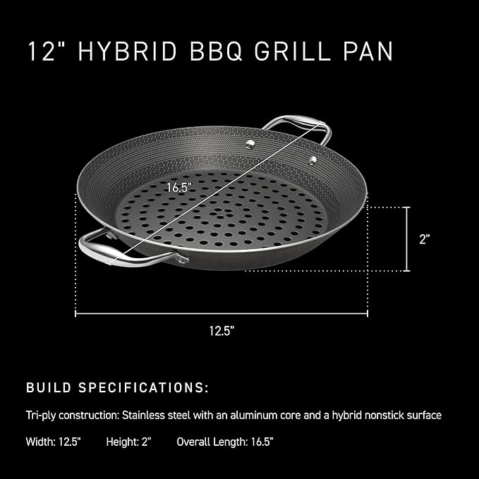 HexClad Hybrid Nonstick BBQ Grill Pan, Dishwasher-Friendly, BBQ and Oven-Safe - Image 3