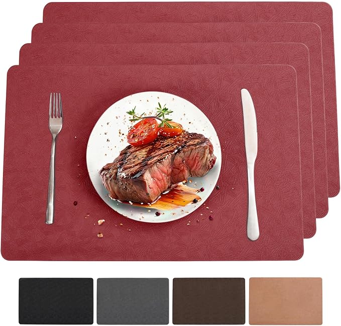 Vinyl Placemats Set of 4 Heat Resistant Easy Clean Non-Slip Place Mats by BxzanDya-LifeSmartMaker