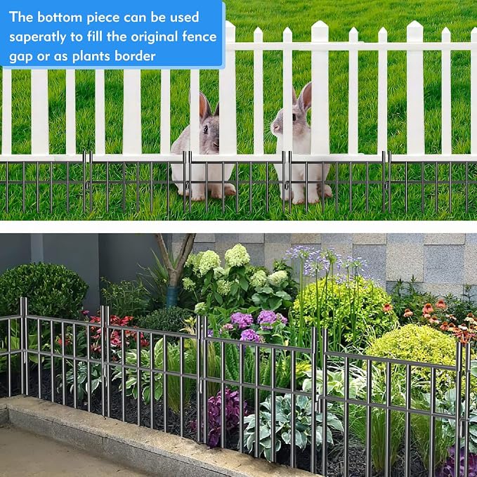 Adavin Animal Barrier Garden Fence, 15 Pack Black 12''L x 25" H no dig Fence - Image 6