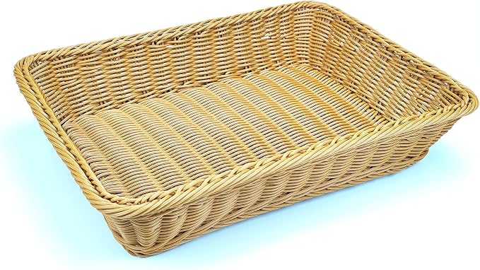 ANRUIDE 16" Poly Wicker Bread Basket, Long Woven Tabletop Food Fruit Vegetables - Image 3