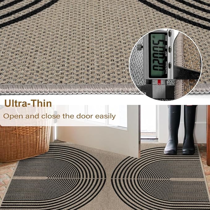 Easy Jute Rainbow Entryway Rug, 2x3 Washable Non-Slip Indoor Outdoor Doormat - Image 4