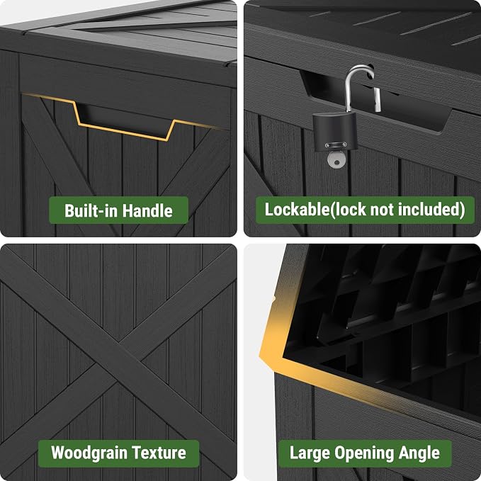 Mars Villa 31 Gallon Barn Style Deck Box, Outdoor Storage Box Waterproof - Image 6