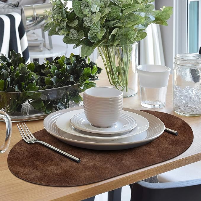 ADRIMER Placemats, Heat Resistant Oval Placemats Set of 4 Washable 12 x 17 Inch - Image 6