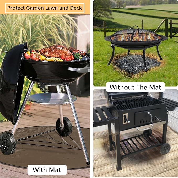 Round Under Grill Mat for Outdoor Grill, 48 Inch Anti-Slip BBQ Floor Mats - Image 4