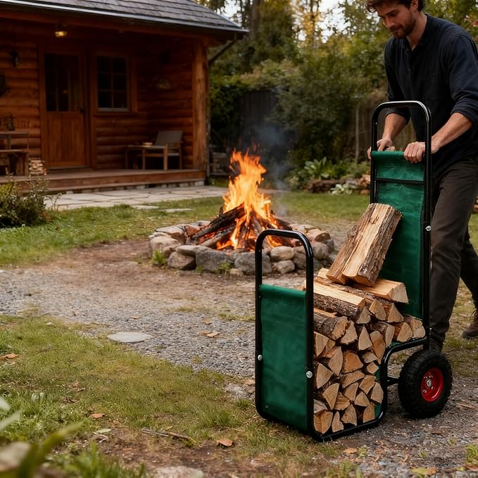 Firewood Cart with Pneumatic Wheel: 44 X 27 X 20 in Heavy Duty 220 lbs Load - Image 8