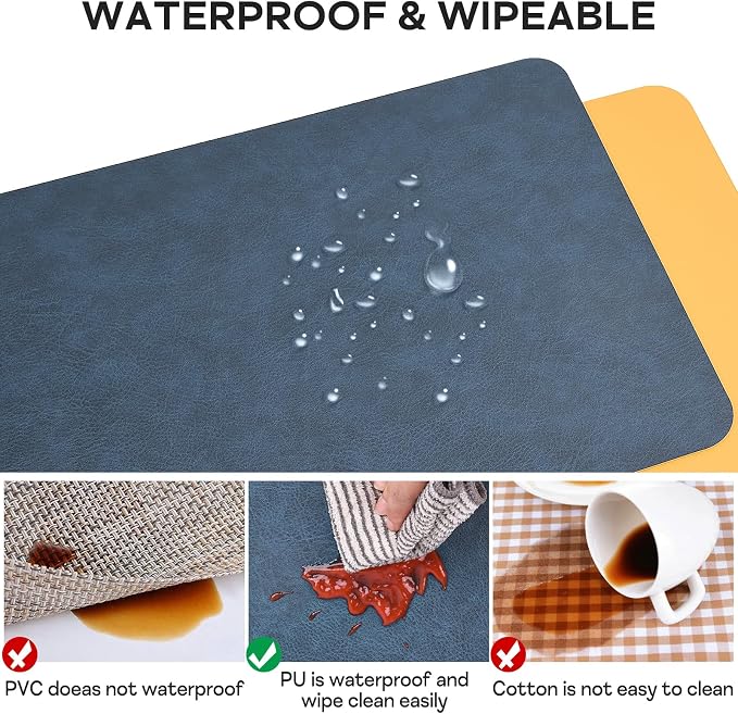 Faux Leather Placemats Set of 6 Table Mats Heat Resistant Reversible Place Mats - Image 4