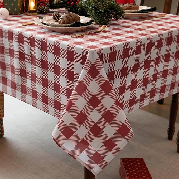 Waterproof Checkered Tablecloth Fabric by Essifunia