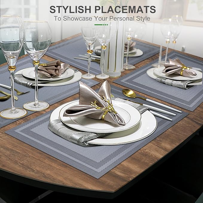 BETEAM Placemats Set of 6, Woven Vinyl Placemat - Image 6