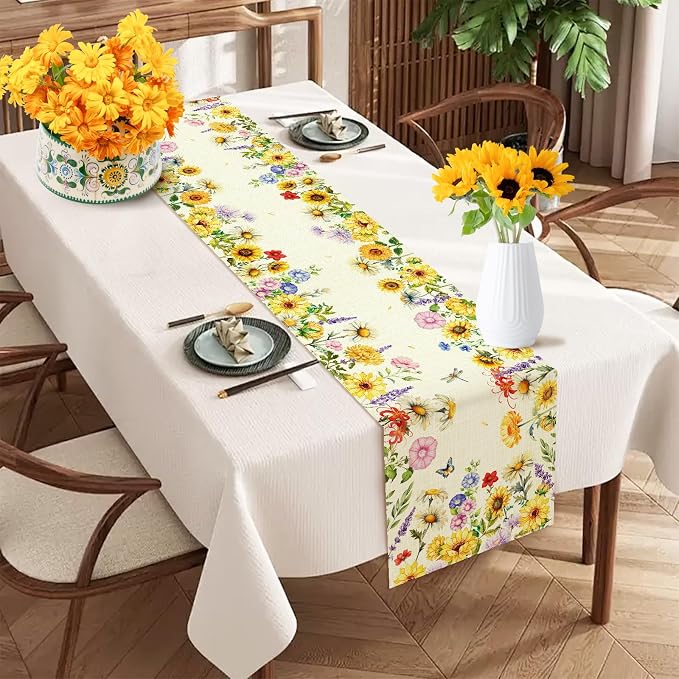 Tulip Lavender Spring Table Runner, Summer Seasonal Holiday Anniversary Kitchen - Image 6