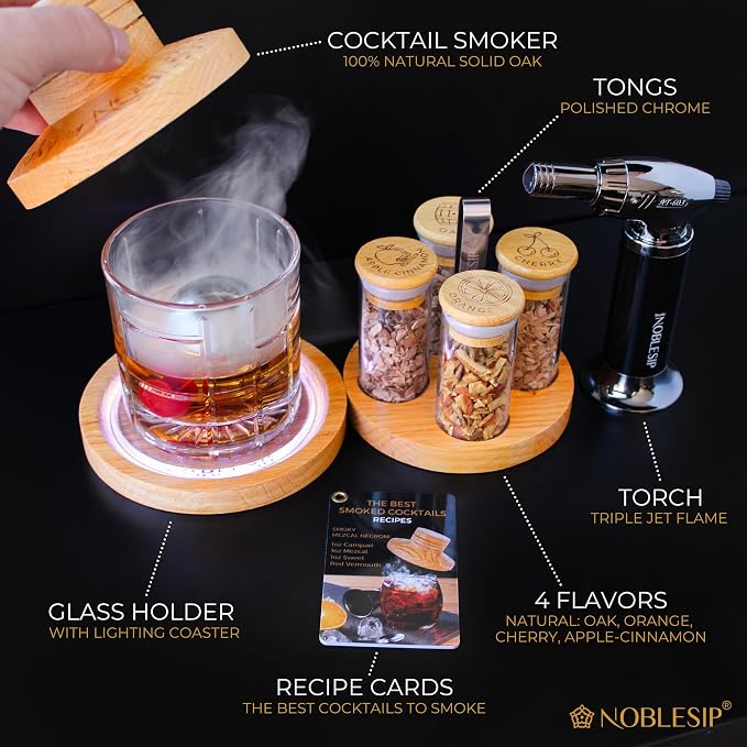 Cocktail Smoker Kit with Bar Stand Smoky Pro with Torch and Selected Wood - Image 8