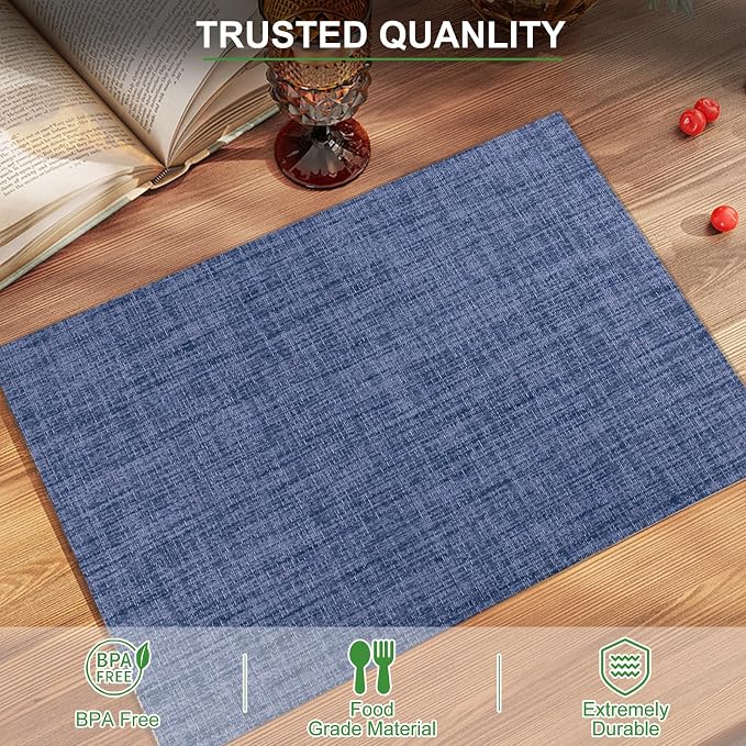 BETEAM Placemats Set of 8, Woven Vinyl Placemat - Image 2