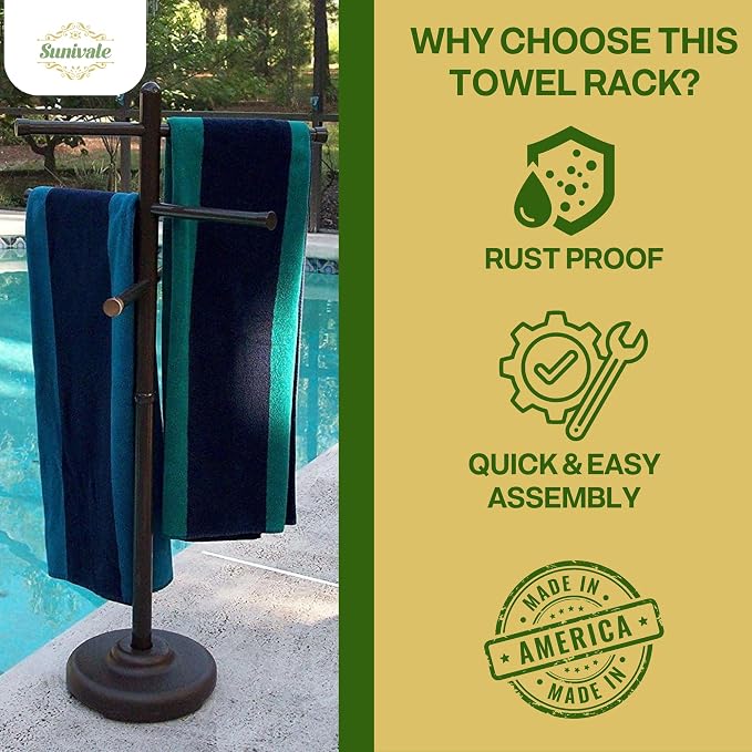 Portable Pool Towel Rack – Rustproof PVC Bars Portable Outdoor Towel Drying - Image 8