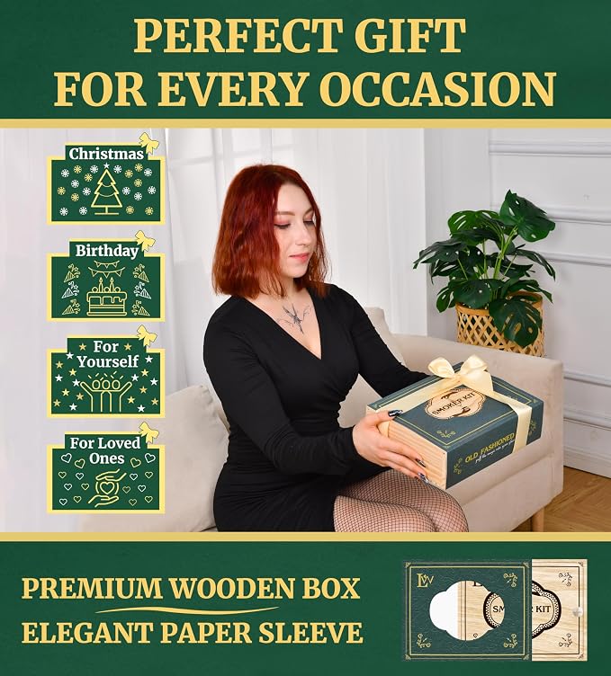 Whiskey Smoker Kit with Torch – Natural Wood Box, 2 Metal Filters, Whiskey - Image 4