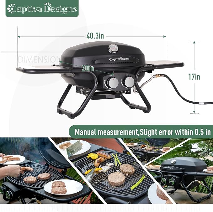 Captiva Designs Portable Propane Grill, 000 BTU Output TableTop Liquid Gas Grill - Image 6