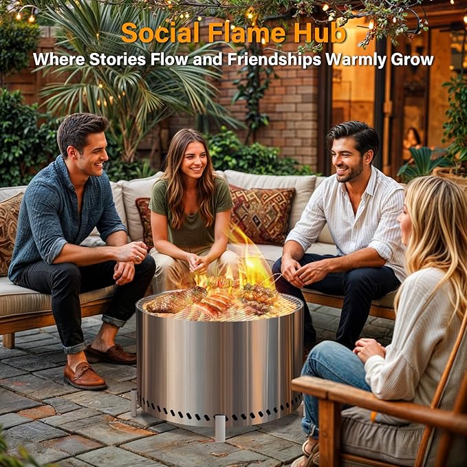 HGD 28 Inch Smokeless Firepit, Stainless Steel Fire Pit, Wood Burning Firepit - Image 5