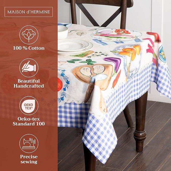 Maison d' Hermine Table Cloth Rectangle Table 100% Cotton 70 x 90 Inches - Image 2