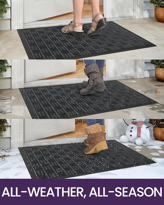 DEXI Front Door Mat Outside Entrance, Rubber Entry Doormat Heavy Duty, Welcome - Image 4
