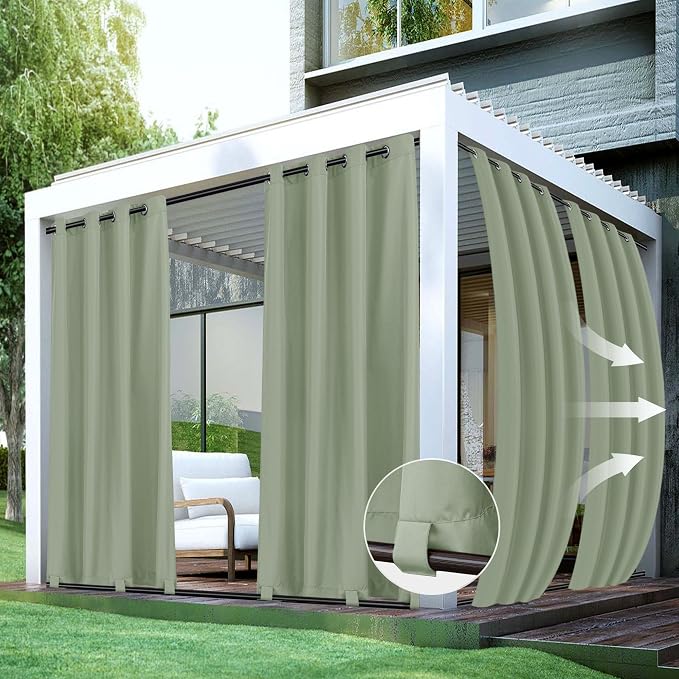 HolidayIdeas Outdoor Curtains for Patio Waterproof-4 Panels 54x84 Inch by HolidayIdeas