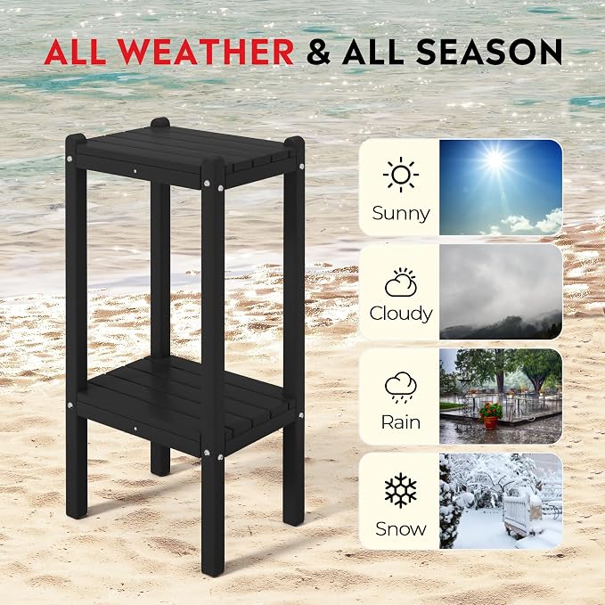 Costaelm Outdoor Side Table, 2-Tier Small Patio Coffee Tables - Image 4