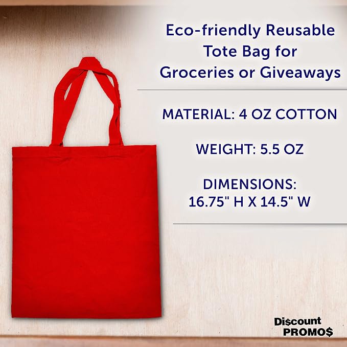 DISCOUNT PROMOS Cotton Canvas Tote Bags Set of 10, Bulk Pack - Image 4