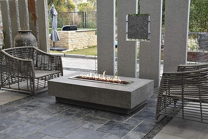 Elementi | Hampton Gas Fire Pit Cast Concrete 56" Rectangular Fire Table - Image 5