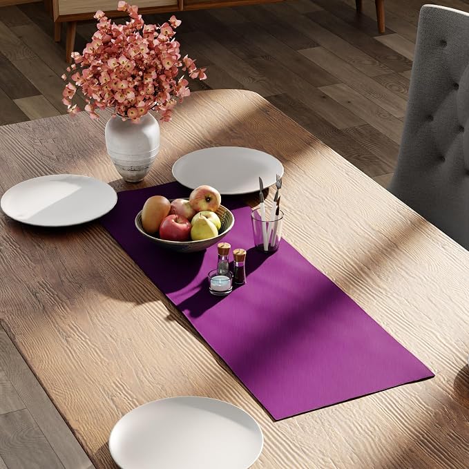 Encasa XO Table Runner 13"x36" Long | Cotton Canvas Fabric | Purple Solid Color - Image 2