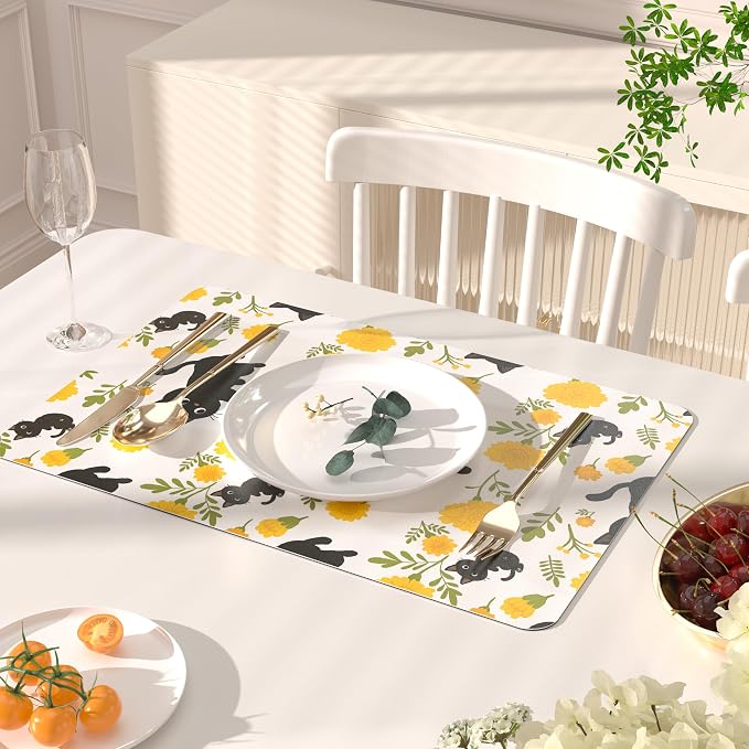QIYI Placemats Set of 6, 12x18 Inch Faux Leather Place Mats - Image 2