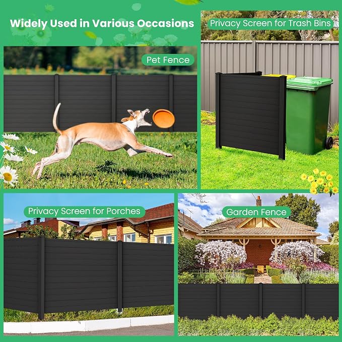 Giantex Outdoor Privacy Screen 4 Panels, Easy Assembly, PVC Vinyl Picket Fences - Image 8