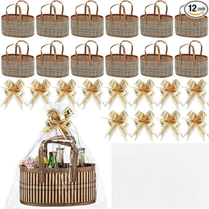 Reallnaive Baskets for Gifts Empty Sturdy Woven Bamboo Gift Basket by Unknown