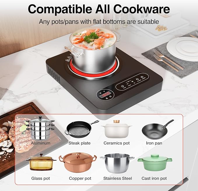 Single Burner Electric Cooktop 1800W - 110V Electric Stove Top Burner Portable - Image 7