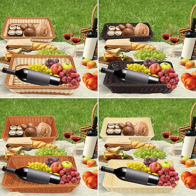 4 PCS 16x12 Inch Wicker Bread Basket, Woven Serving Basket, Tabletop Food - Image 6