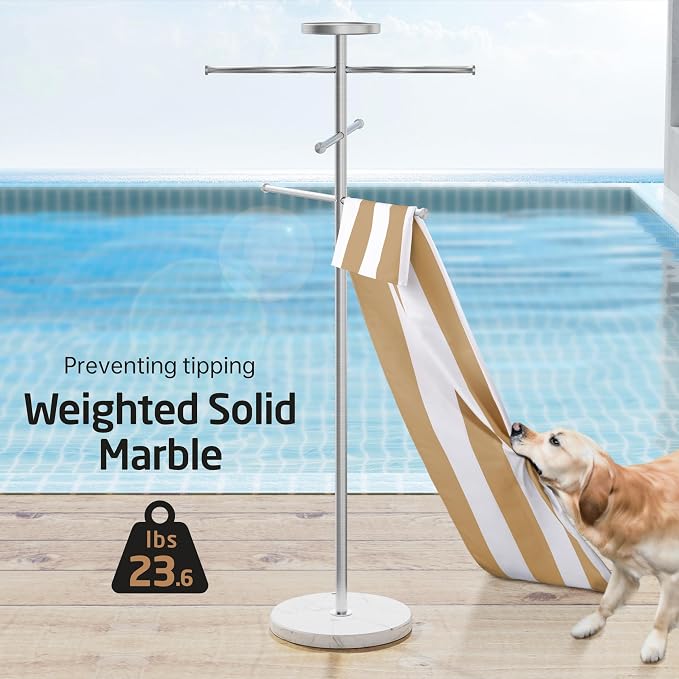 Natural Marble Outdoor Towel Rack - Image 5