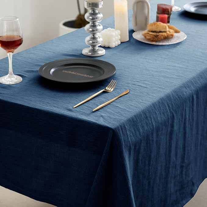 EVERLY 100% Pure Linen Rectangle Tablecloths 60x84Inches - Image 4