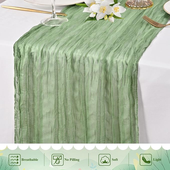 20 Packs Cheesecloth Table Runner 10FT Long Boho Gauze Fabric Table Runner - Image 5