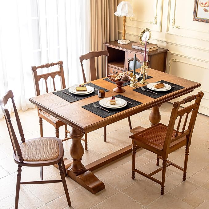 KXN Placemats Set of 6, Dual-Layer Thickened Faux Linen Table Mats, Heat - Image 2