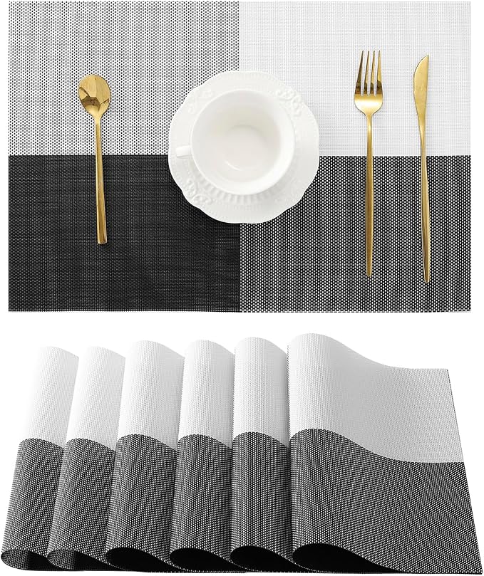 Leetaltree Gray with White Grid Pattern Placemats Set of 6 by Leetaltree-ArtatEveryTable