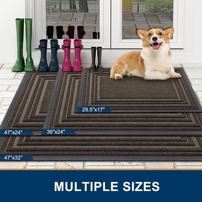 Buganda Front Door Mat Indoor Outdoor Entrance, Non-Slip Natural Rubber Doormats - Image 2