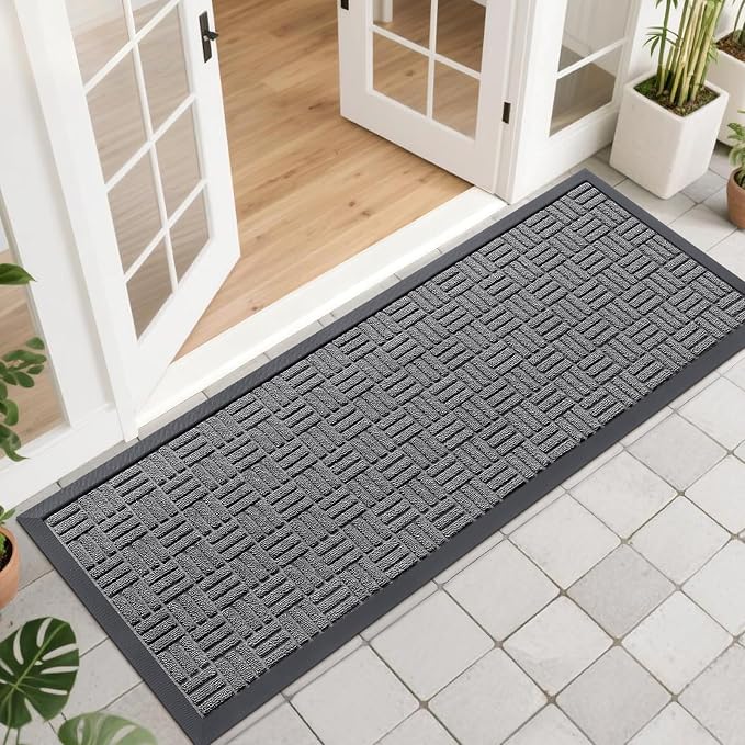 OLANLY Front Door Mat Outside Entrance 47x17, Heavy Duty Sturdy Natural Rubber by OLANLY