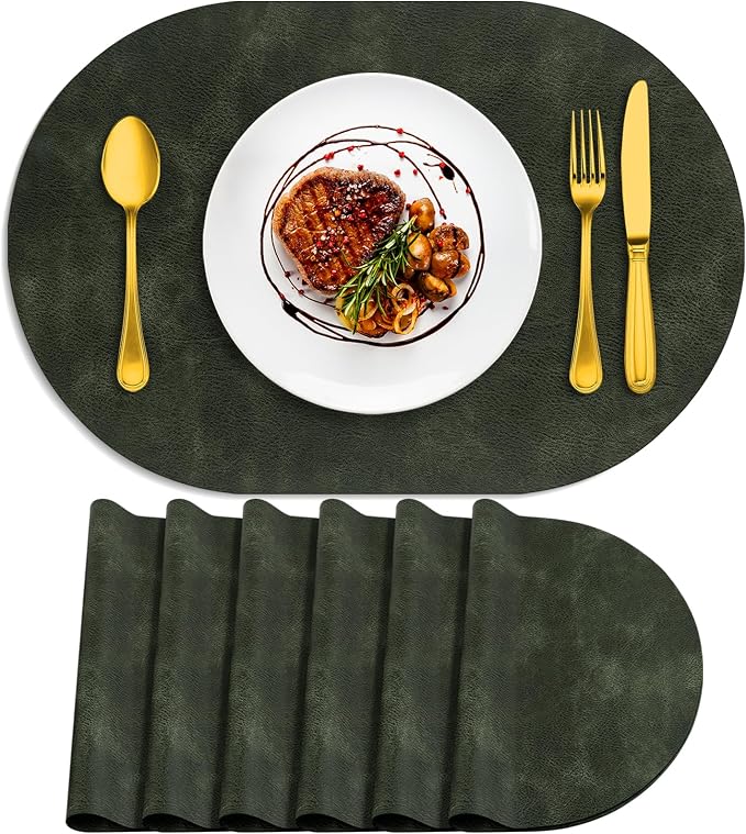 ADRIMER Placemats, Heat Resistant Oval Placemats Set of 6 Washable 12 x 17 Inch by Adrimersdreamistobeanindispensablecompanioninyourlife