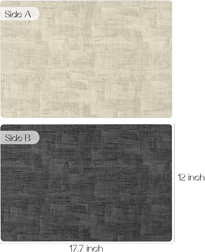 Romanstile Reversible Vinyl Placemats Set of 6, Faux Leather 100% Waterproof - Image 2