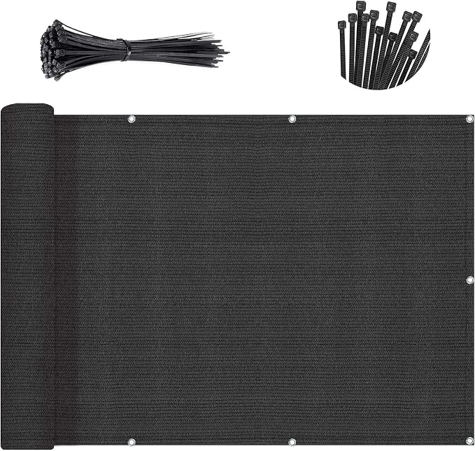 SUNNY GUARD Customized 3'x32' Black Balcony Privacy Screen, 90% Shade by SUNNYGUARD
