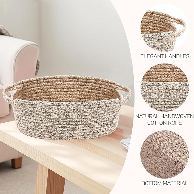 Woven Basket, Small Rope Storage Bin - Image 3